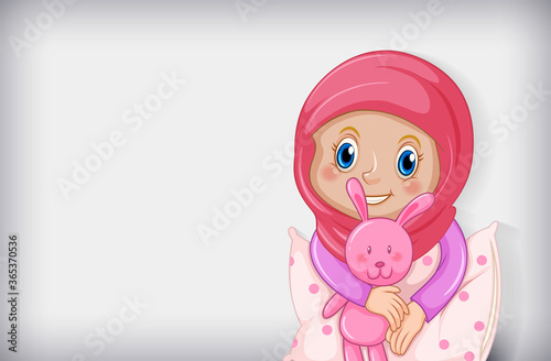 Happy muslim girl in pajamas