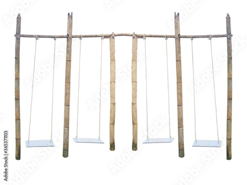 Swing bamboo wood isolate on white background