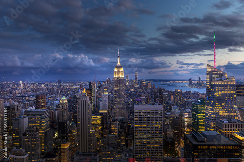 Manhattan Midtown Skyline with Empire State Building and One World Trade Center at Sunset. NYC, USA © durul