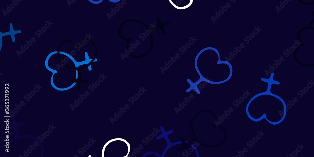 Light Pink, Blue vector backdrop with woman's power symbols.