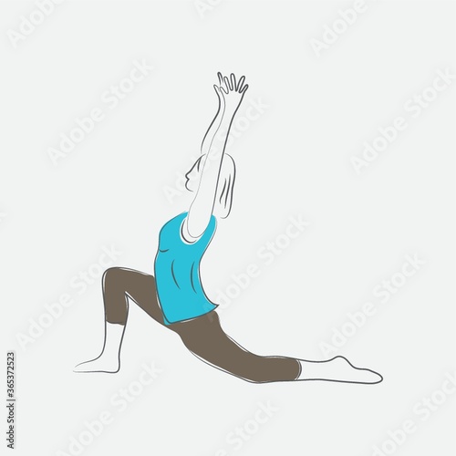 girl practising yoga in low lunge pose