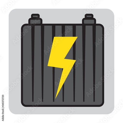 car battery with high voltage sign