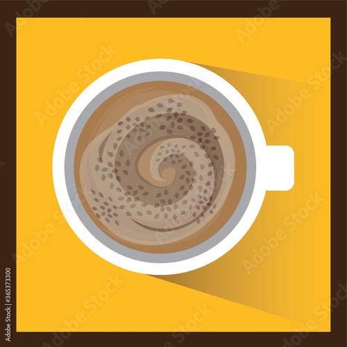 top view of a cup of hot coffee