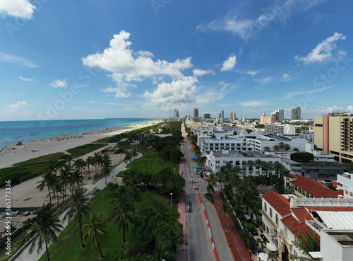 Miami Beach ocean drive shut down during Coronavirus Covid 19 pandemic