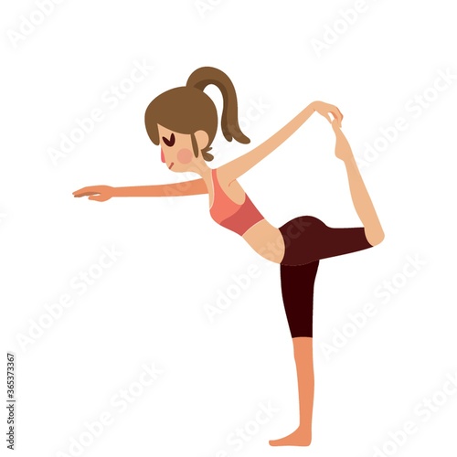 girl practising yoga in lord of the dance pose
