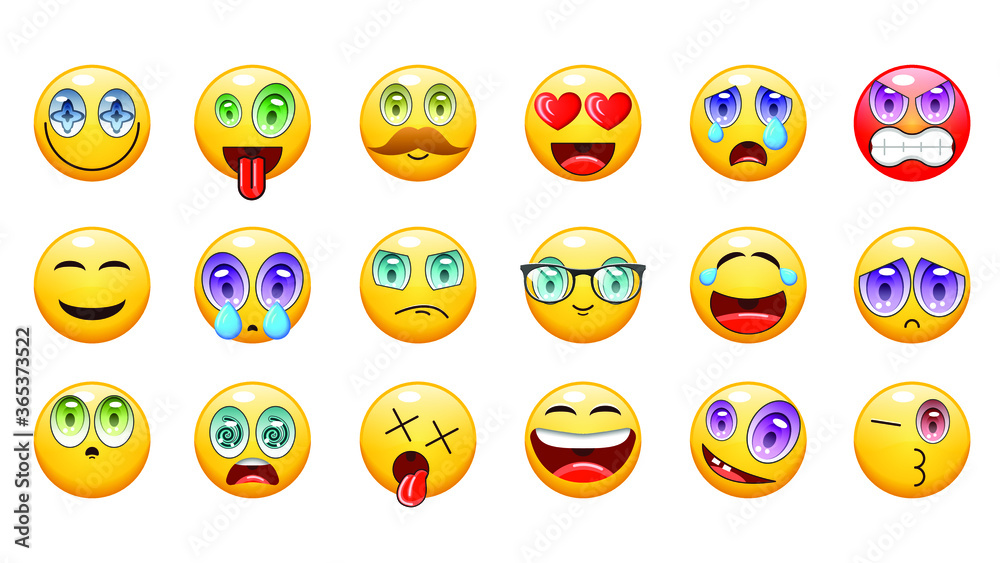 Set Abstract Collection Yellow Smiles Emotiocons Vector Design Style Icons Face Expression Set Abstract Collection Yellow Smiles Emotiocons Vector Design Style Icons Face Expression