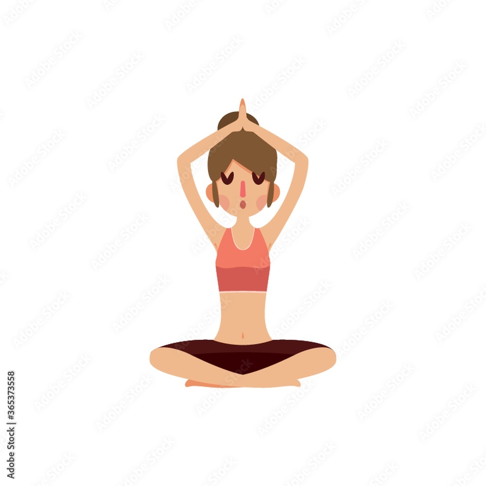 girl practising yoga in easy pose