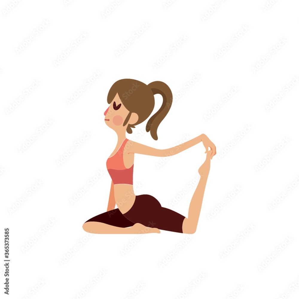 girl practising yoga in one-legged king pigeon pose girl practising yoga in one-legged king pigeon pose