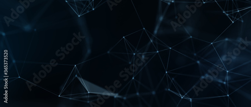 Fototapeta Naklejka Na Ścianę i Meble -  Abstract futuristic - technology with polygonal shapes on dark blue background. Design digital technology concept. 3d illustration.