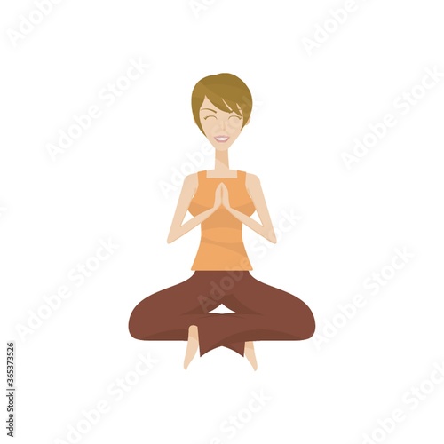 girl practising yoga in easy pose