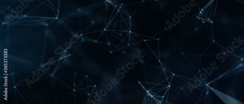 Fototapeta Naklejka Na Ścianę i Meble -  Abstract futuristic - technology with polygonal shapes on dark blue background. Design digital technology concept. 3d illustration.