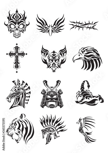 collection of various tribal tattoos