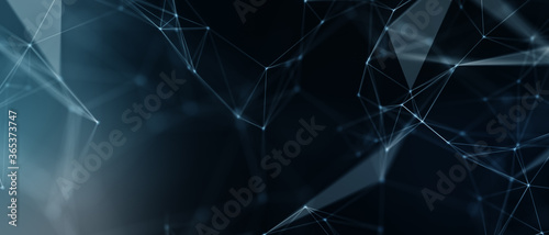 Abstract futuristic - technology with polygonal shapes on dark blue background. Design digital technology concept. 3d illustration. © putilov_denis