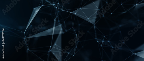 Fototapeta Naklejka Na Ścianę i Meble -  Abstract futuristic - technology with polygonal shapes on dark blue background. Design digital technology concept. 3d illustration.