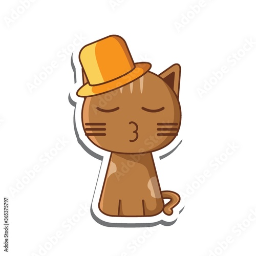 cat cartoon with hat