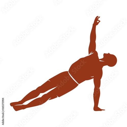 man practicing yoga in vasista pose