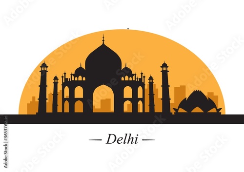 silhouette of delhi