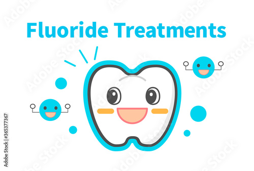 Effect of fluorine treatment Toothed character Dental illustration
