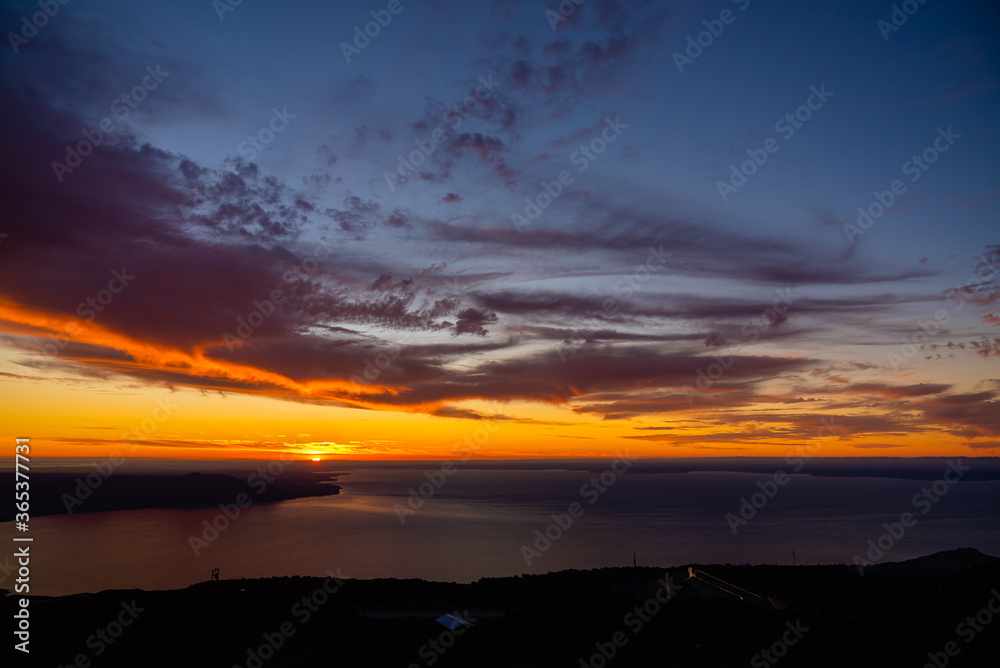 beautiful sunset over the lake llanquihue and clouds formations
