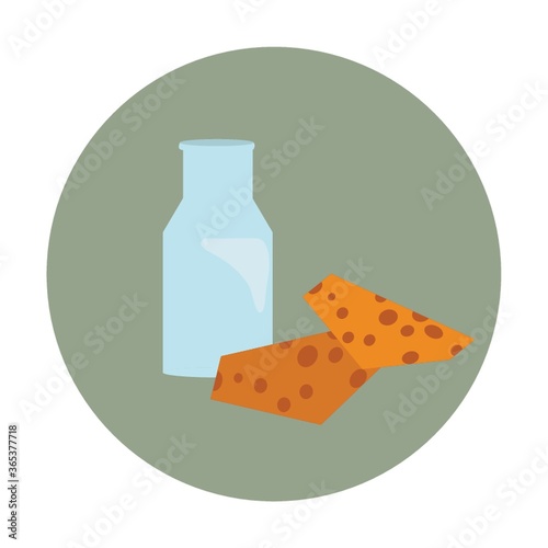 cheese with milk bottle