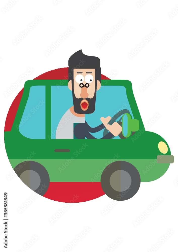 man driving a car