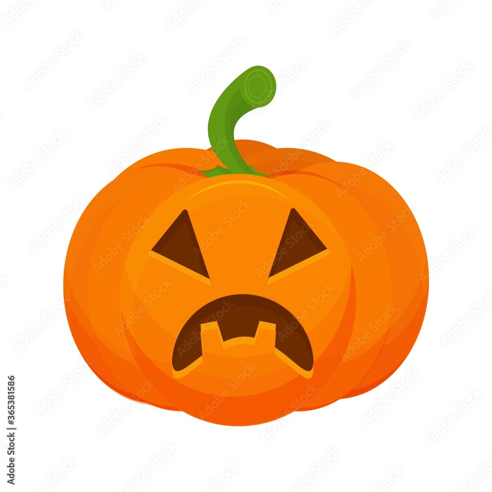 Pumpkin with scary Halloween face isolated on white background stock vector illustration. Decoration for celebration Pumpkin with scary Halloween face isolated on white background stock vector illustration. Decoration for celebration