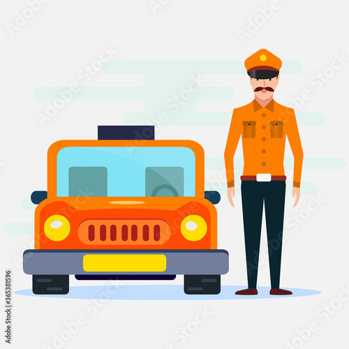 man taxi driver vector illustration in flat style 