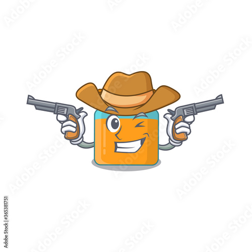 Cartoon character cowboy of honey jar with guns