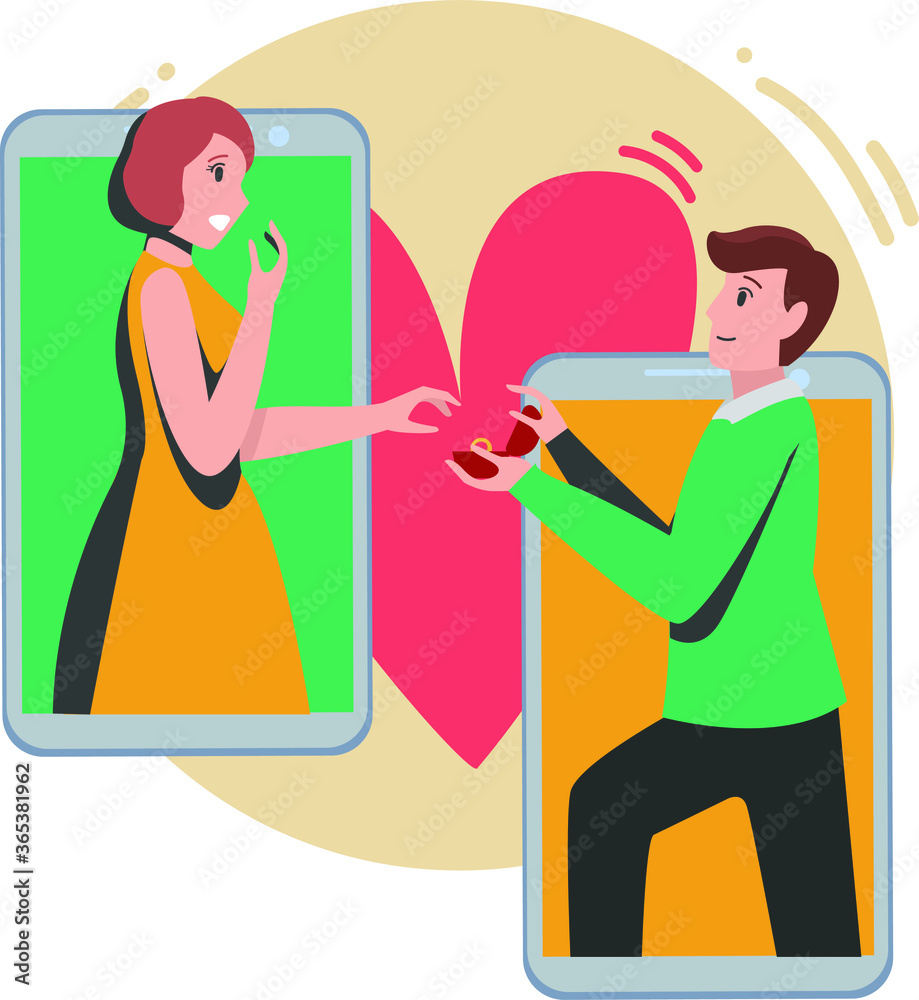 A man proposing his girlfriend via online through video call A man proposing his girlfriend via online through video call