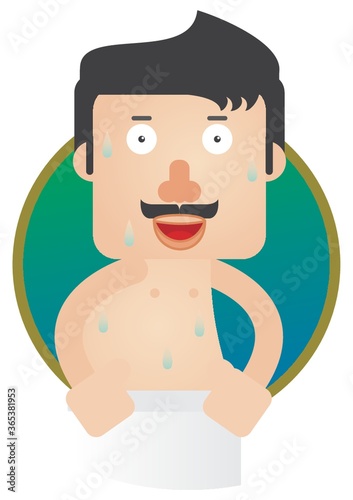 man dripping wet from shower