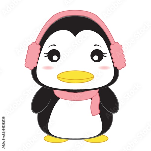 penguin with earmuffs