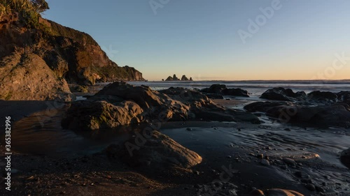 Sunset Timelapse of Sea stacks on the wild West Coast of New Zealand's South island