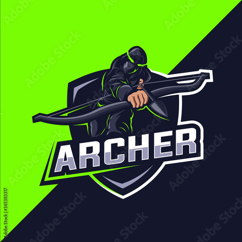 Archer green esport mascot logo design vector