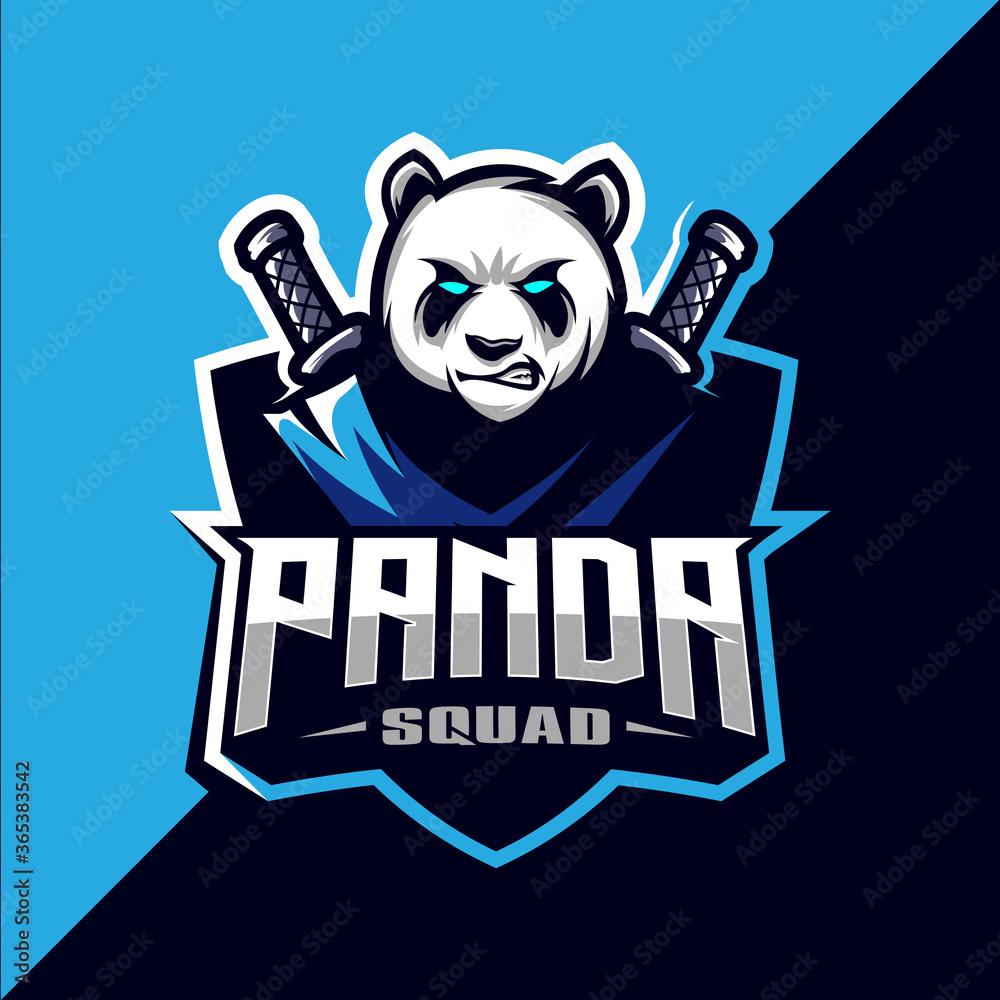 Panda squad with sword mascot esport logo design vector Panda squad with sword mascot esport logo design vector