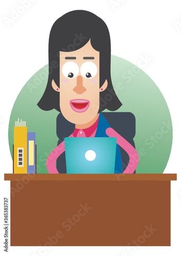 woman working on her laptop