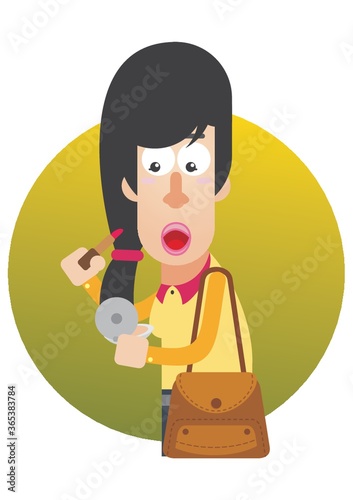 woman pouting lips to apply lipstick