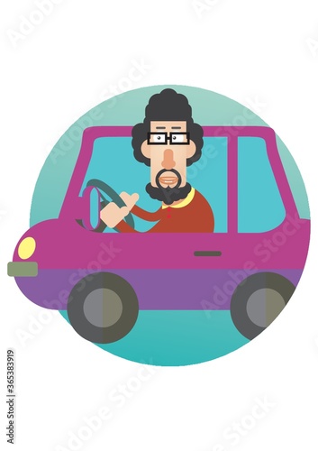 man driving a car