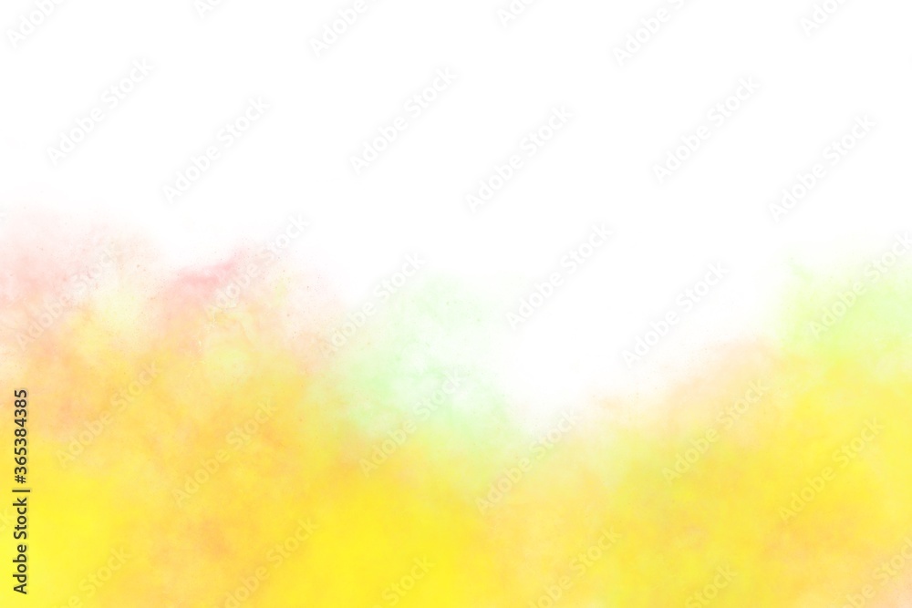 Yellow orange abstract watercolor splashing background business card with space for text or image, hand painted on paper.