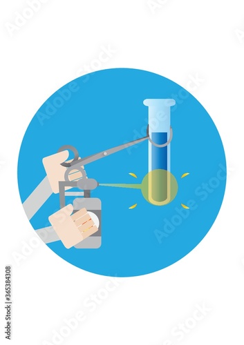 hand heating test tube with gas burner