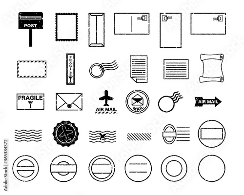 Postal silhouette illustration set / vector