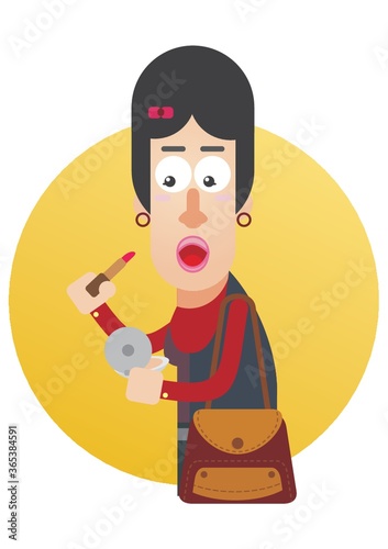 woman pouting lips to apply lipstick