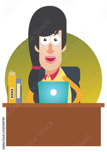 woman working on her laptop