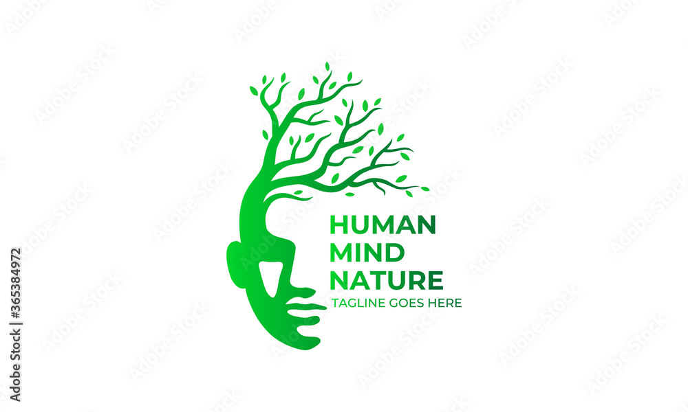 Human Nature Logo - Green Head Tree Leaves Vector Human Nature Logo - Green Head Tree Leaves Vector