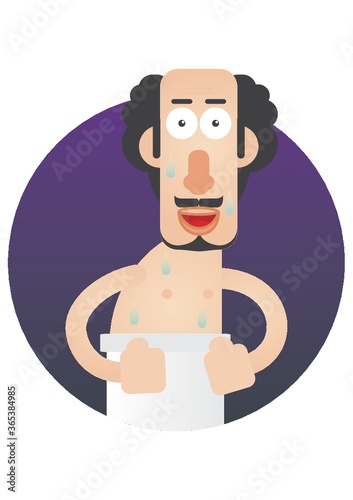 man dripping wet from shower