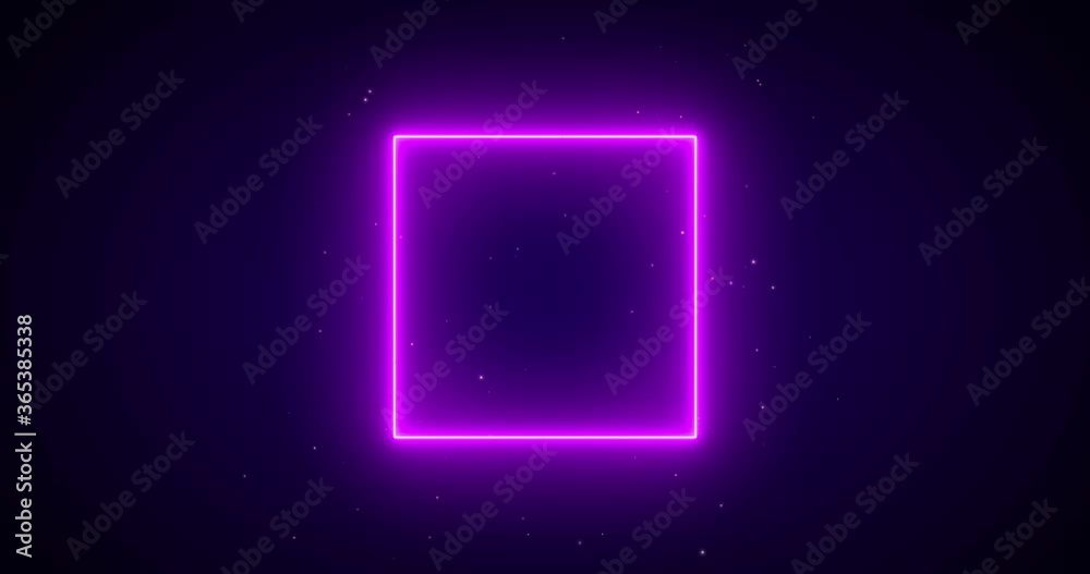 Abstract Neon pink light ultraviolet frame square background luminous banner animation