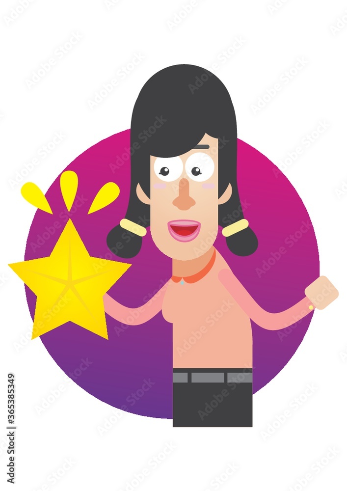 woman holding a star