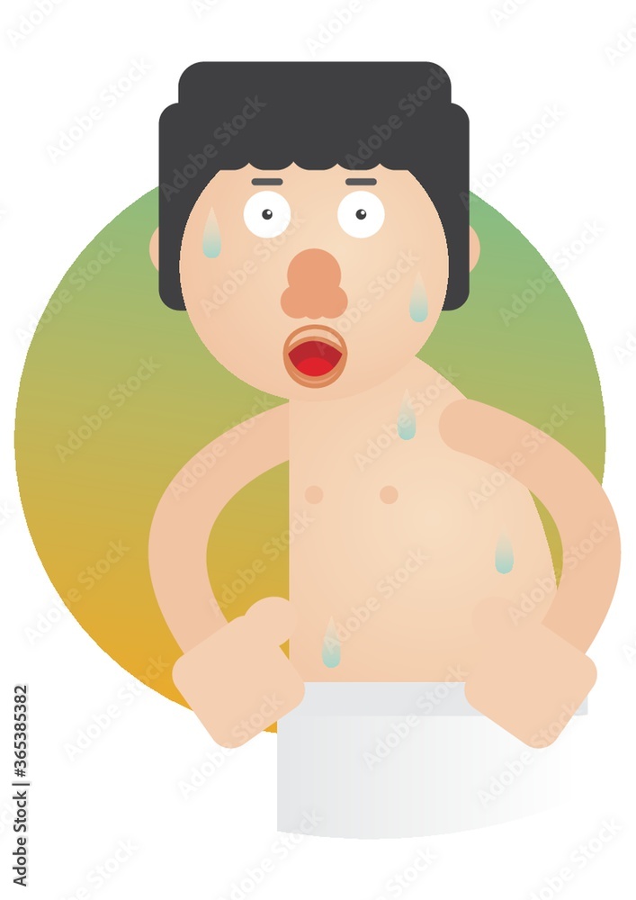 man dripping wet from shower