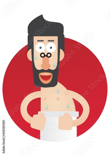 man dripping wet from shower