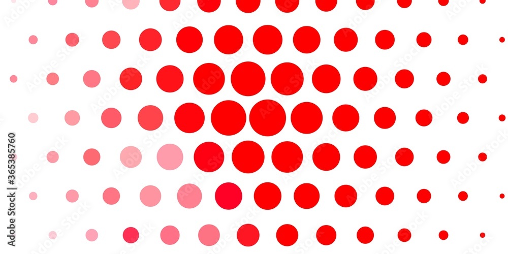 Light Red vector pattern with spheres. Glitter abstract illustration with colorful drops. New template for a brand book.