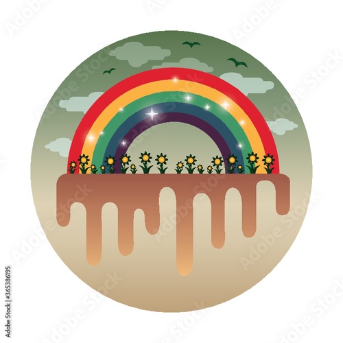 rainbow with flowers